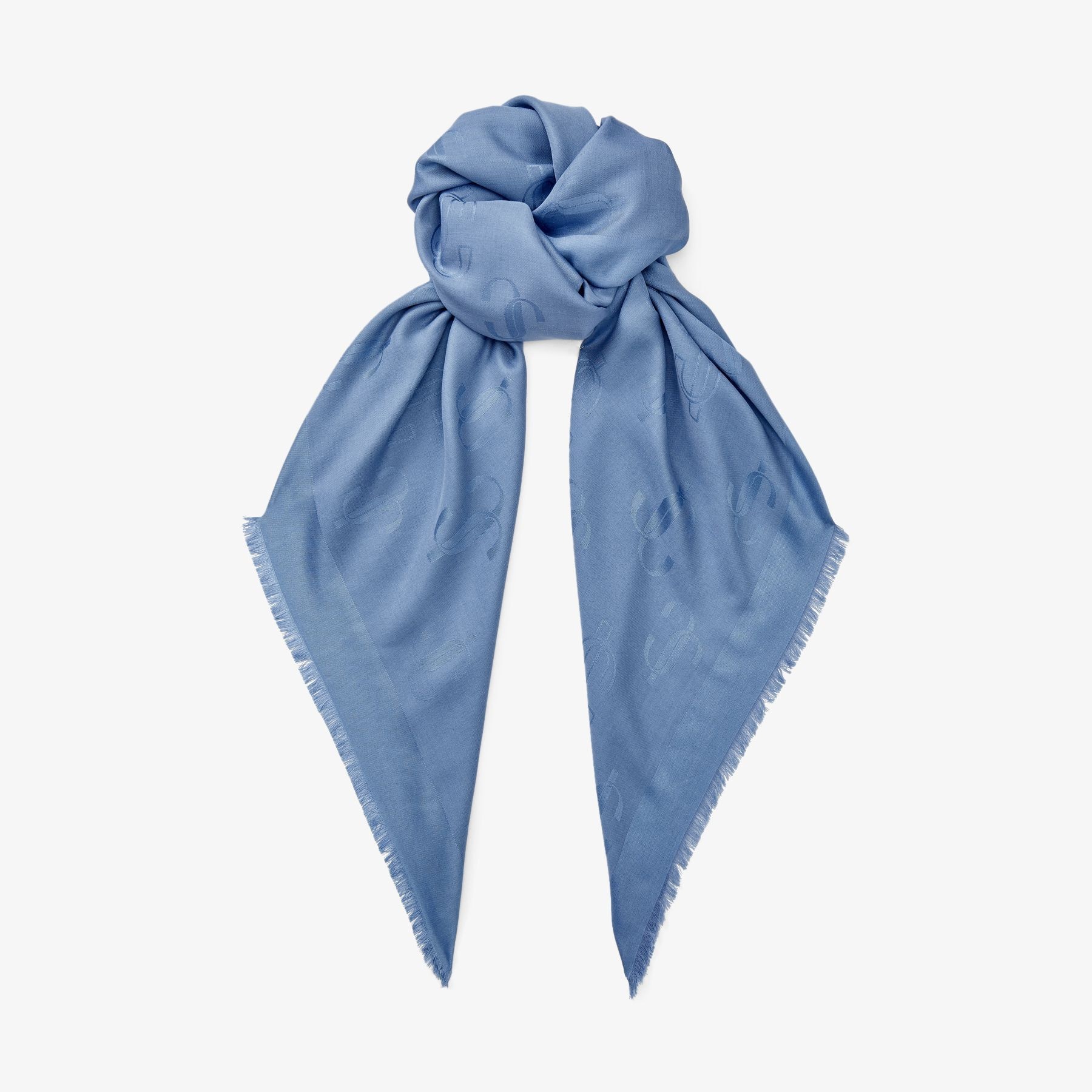 Emani
Smokey Blue Silk and Wool Jacquard Shawl - 1