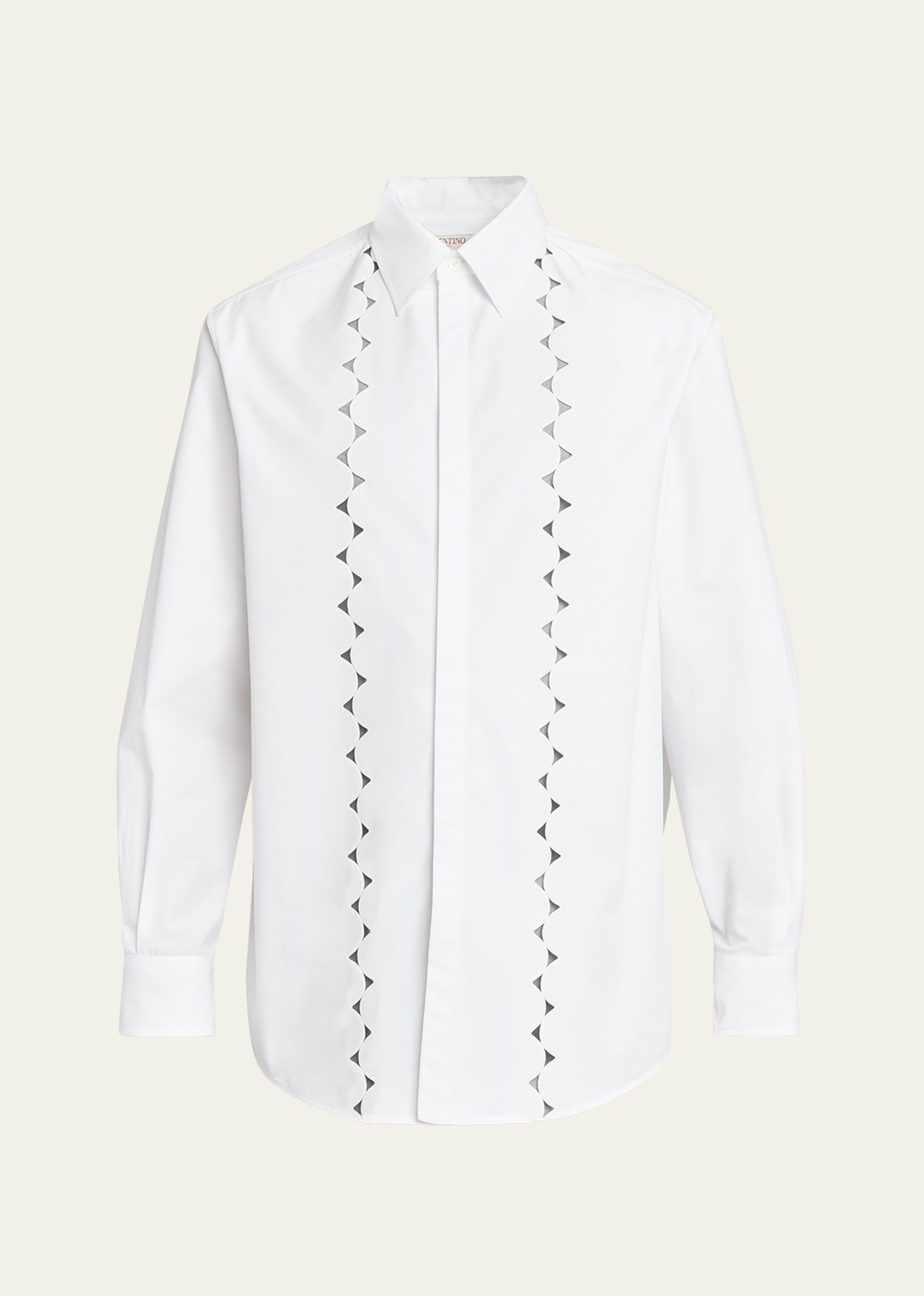 Men's Scalloped Broderie Anglaise Button-Down Shirt - 1