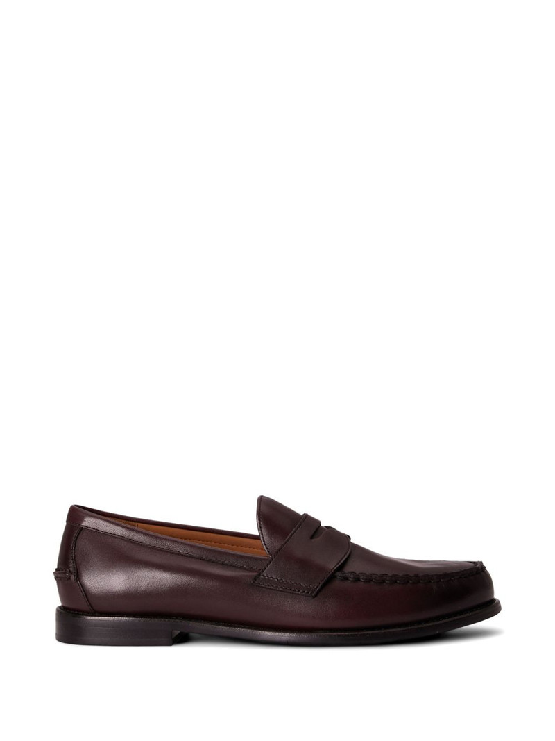 Alston burnished-leather penny loafers 1