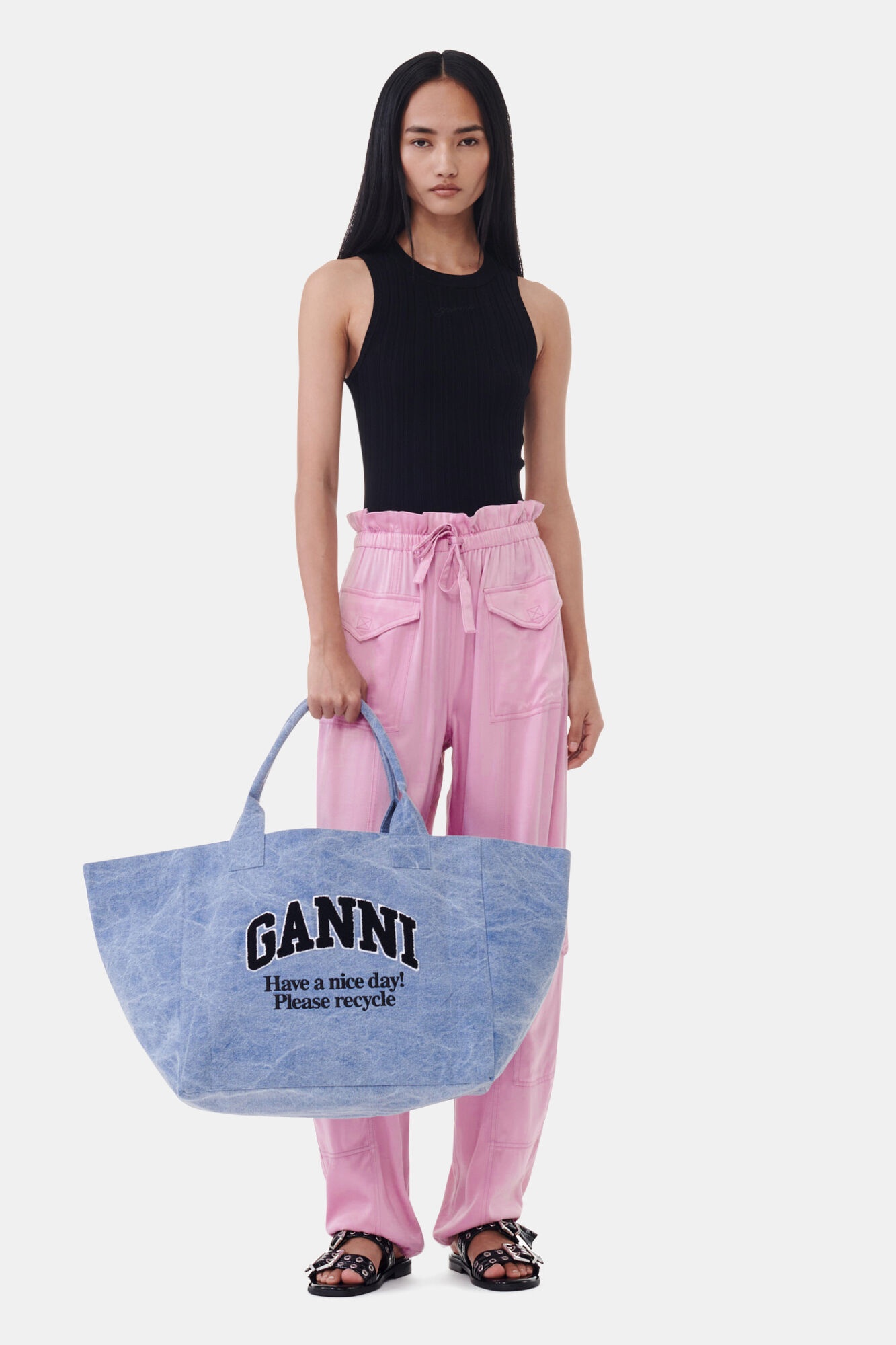 BLUE OVERSIZED CANVAS TOTE BAG - 3