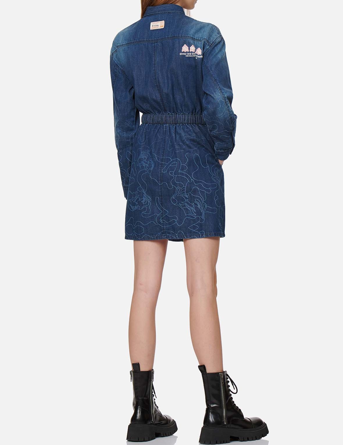 GRADATED LASER-PRINT DENIM DRESS - 6