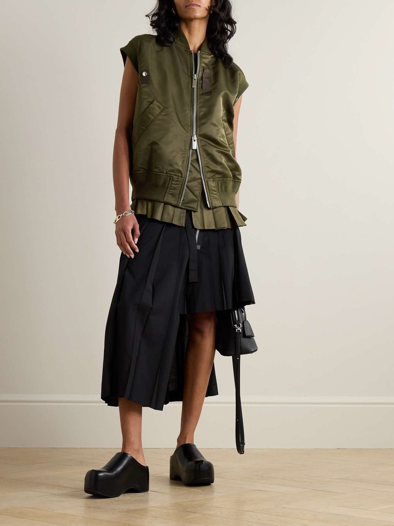 sacai Pleated grosgrain- and taffeta-trimmed shell vest outlook