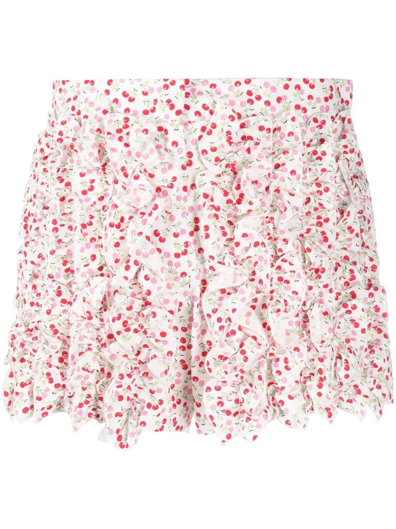 cherry-print ruffled mini shorts 1