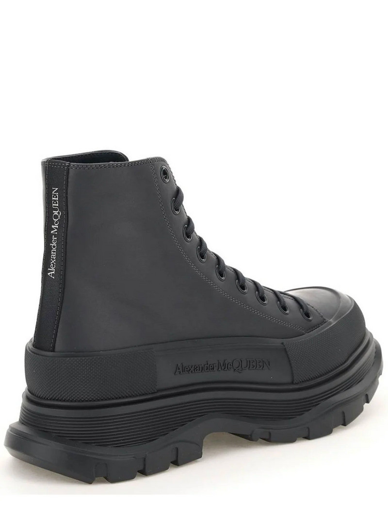 Alexander McQueen ALEXANDER MCQUEEN Ankle Lace-up Design Boots Charcoal outlook