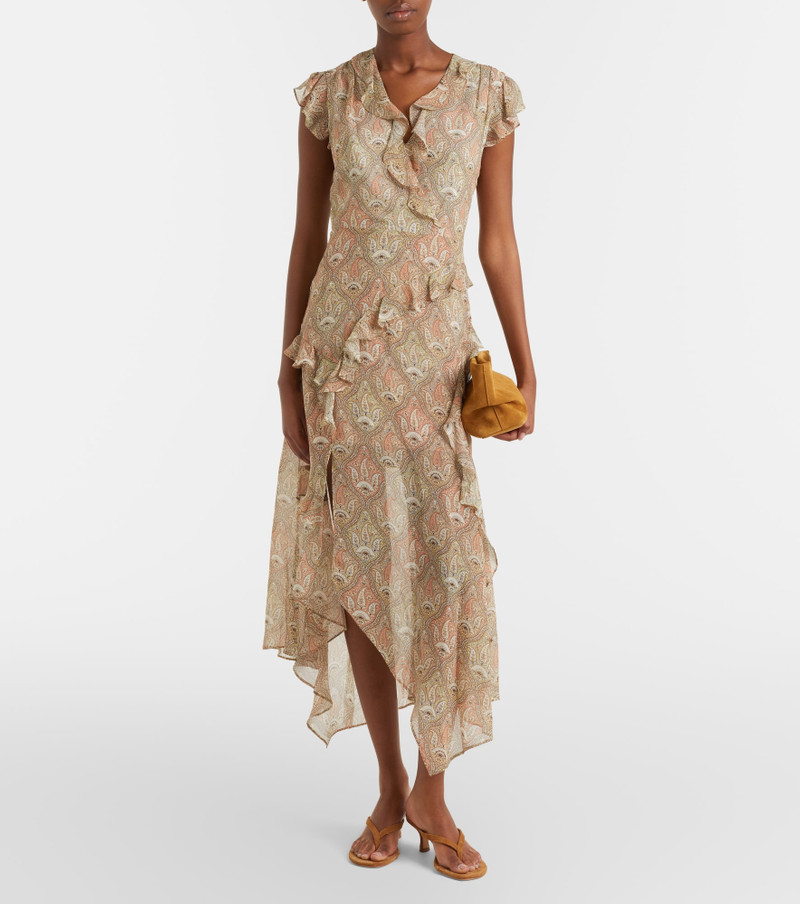 VERONICA BEARD Avenel printed ruffled silk midi dress outlook