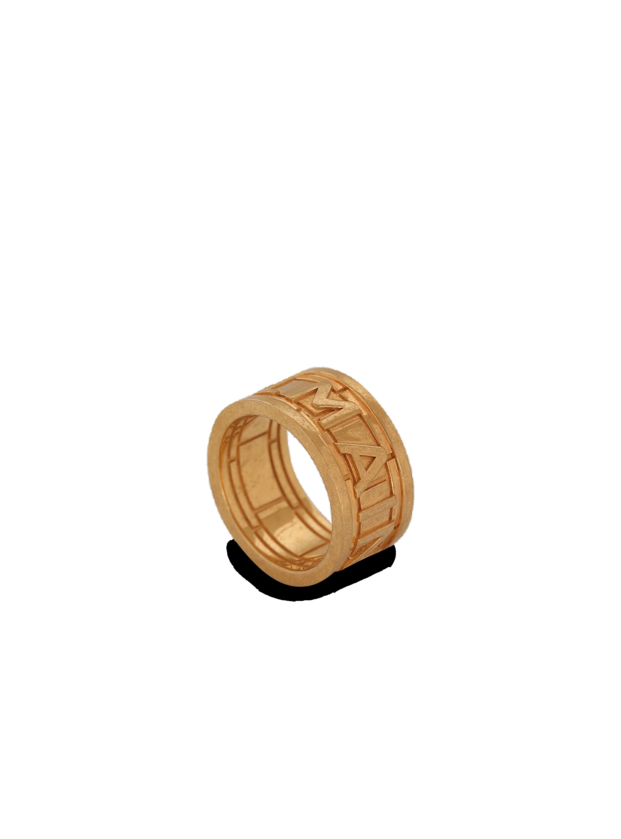 Gold-tone brass Tubular ring with chain - 3