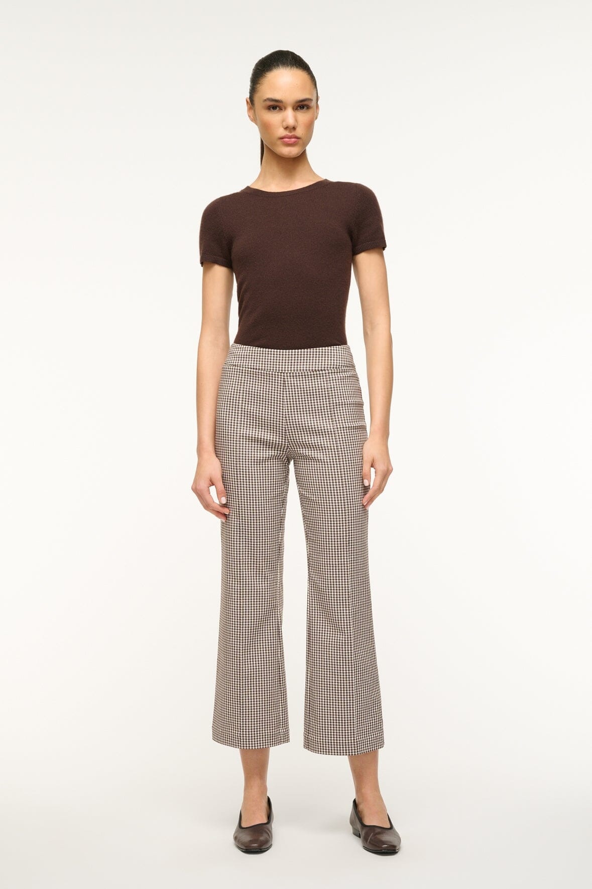 STAUD KNACK PANT DARK CHOCOLATE MICRO CHECK - 3