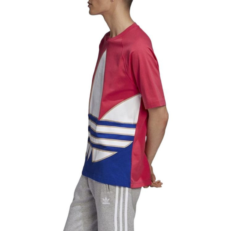 Men's adidas originals Colorblock Large Logo Round Neck Casual Short Sleeve Red T-Shirt GE6222 3