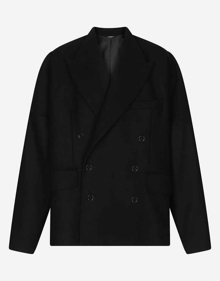 Double-breasted technical wool pea coat - 3