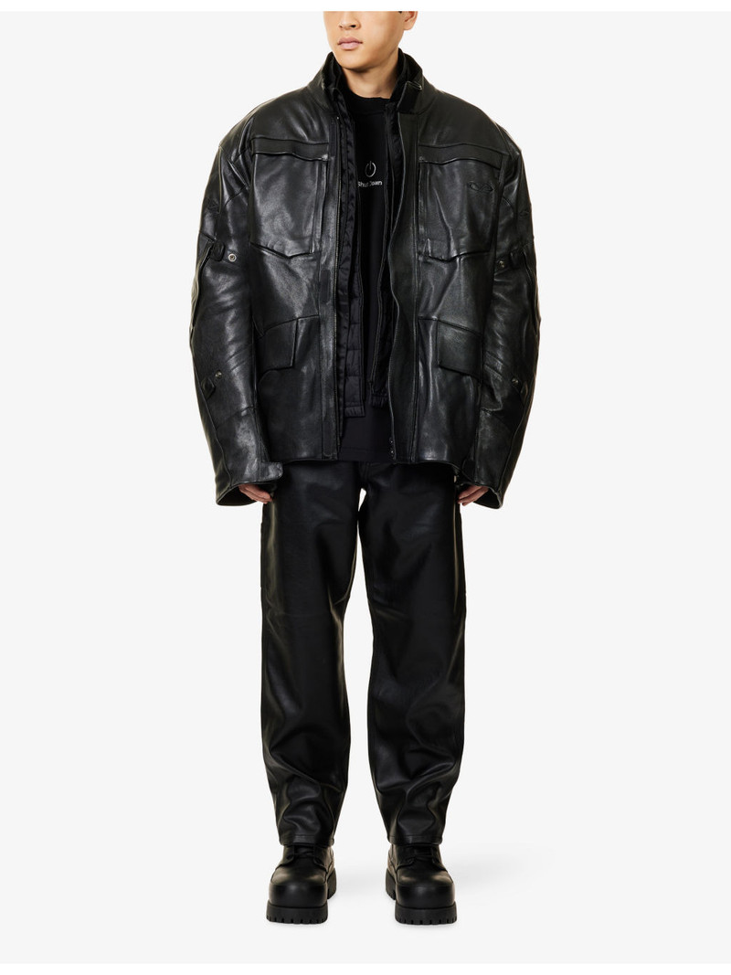 VETEMENTS Layered Relaxed-Fit Leather Jacket outlook