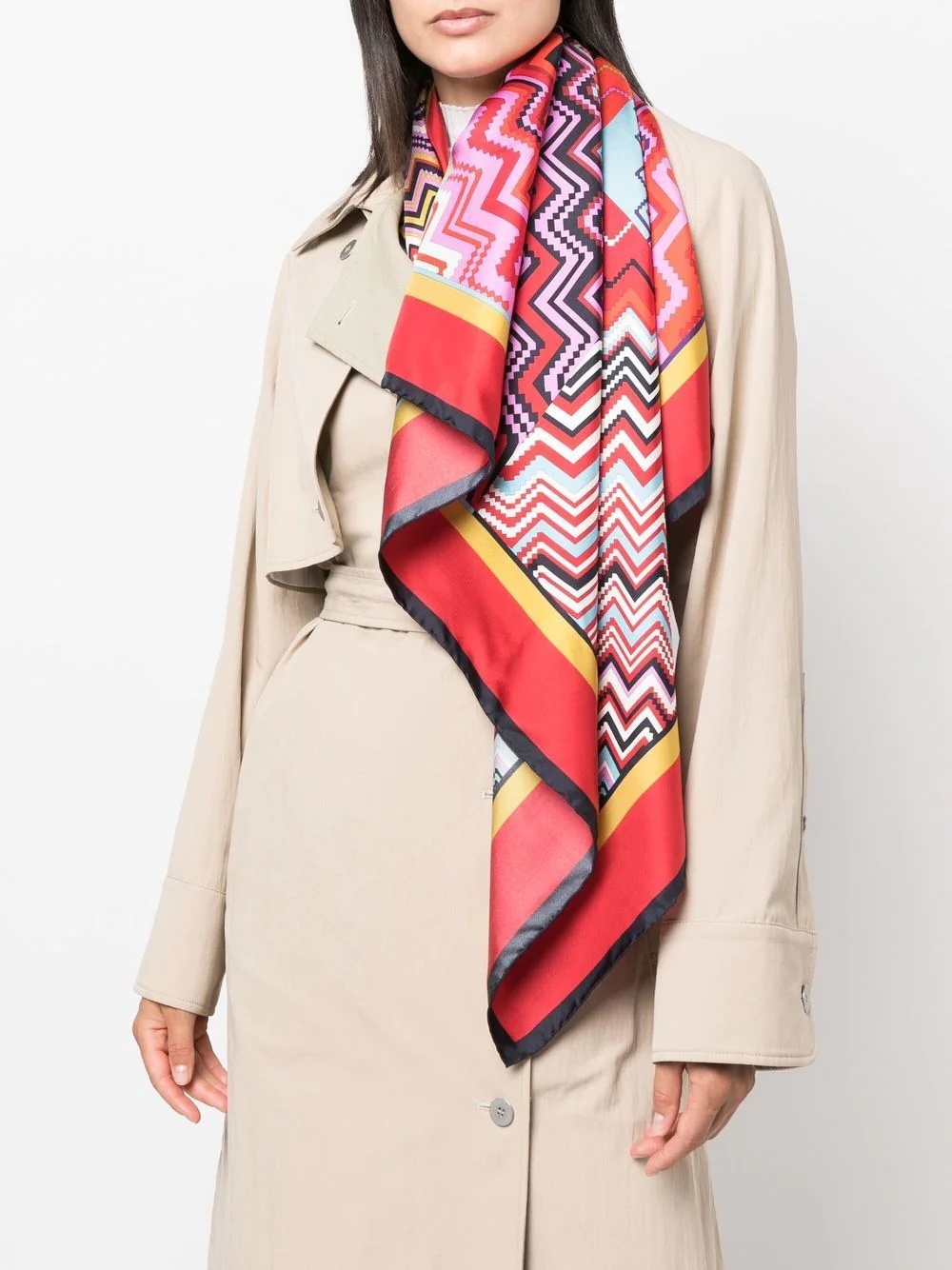 zigzag-print silk scarf - 2