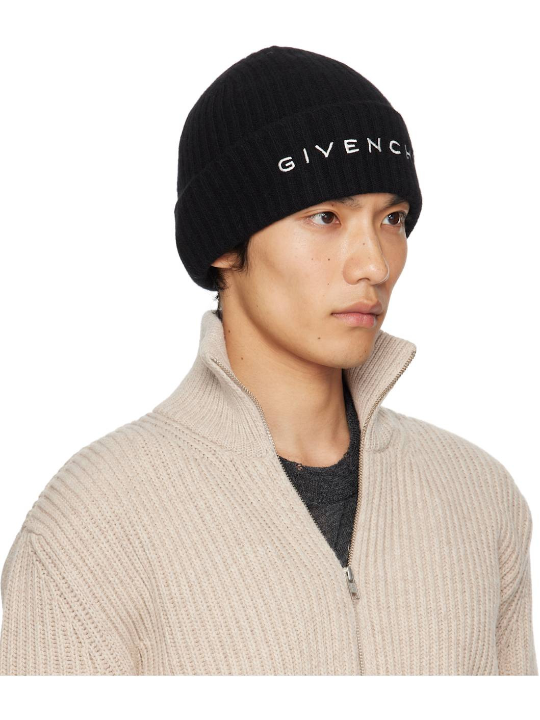 Black 'Givenchy' 4G Embroidered Beanie - 2