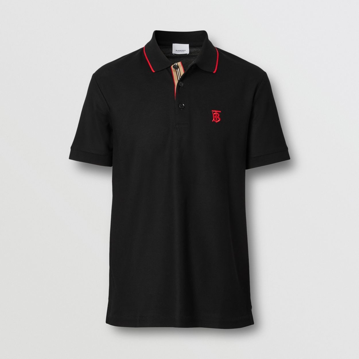 Icon Stripe Placket Cotton Piqué Polo Shirt - 1