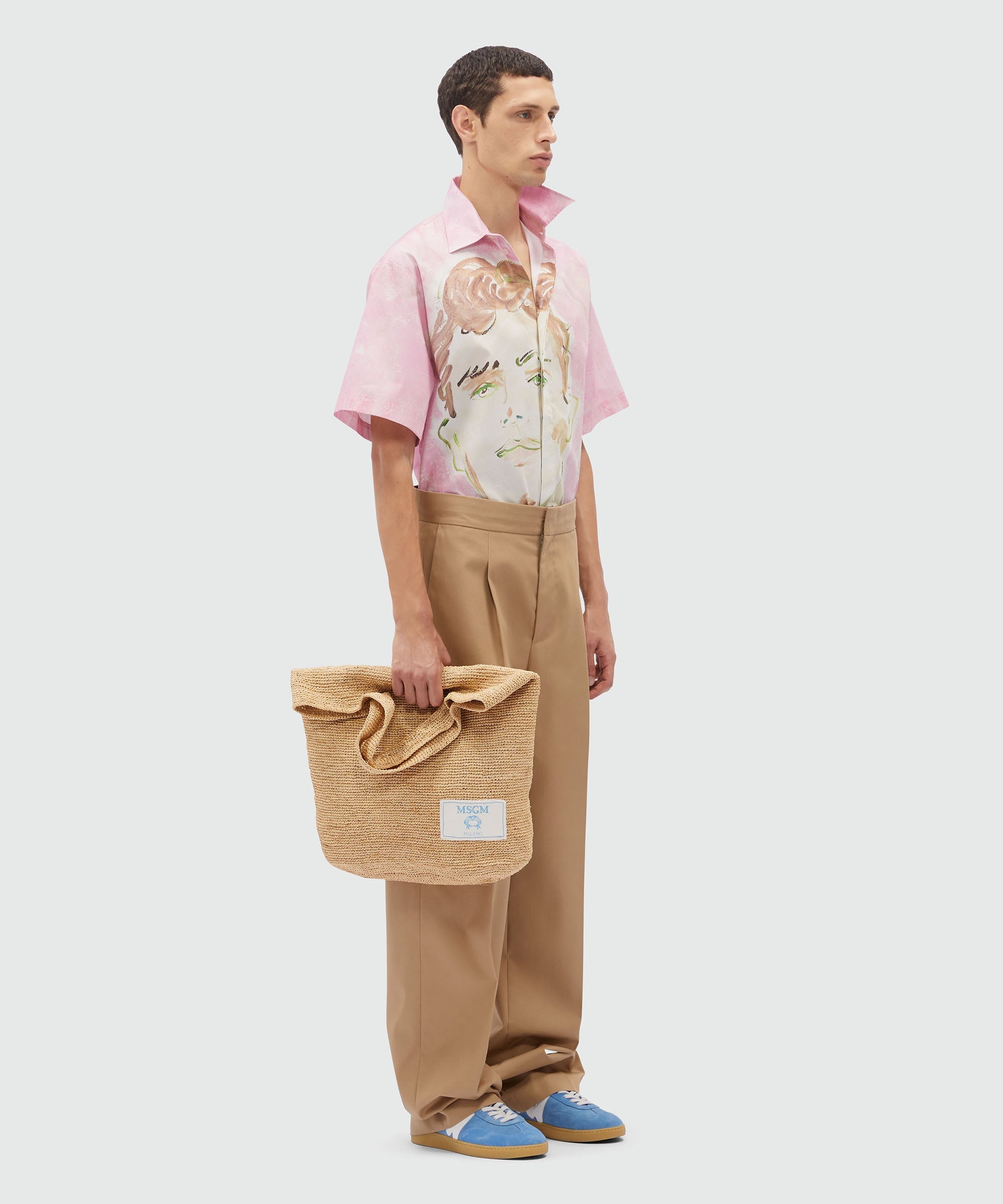 Poplin shirt with MSGM "Pink and green figure" graphics - 4