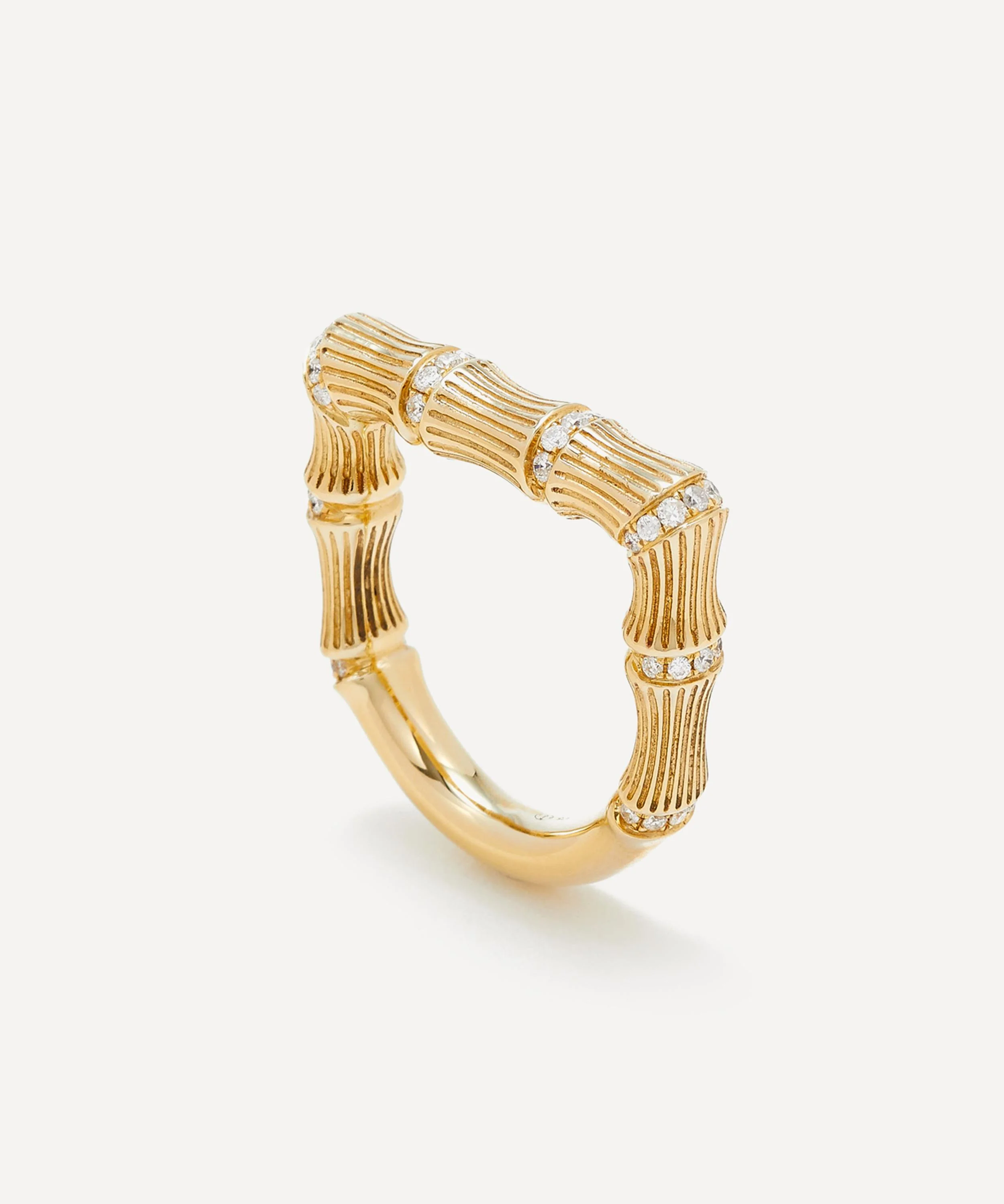 9ct Gold Bamboo Diamond Ring - 1