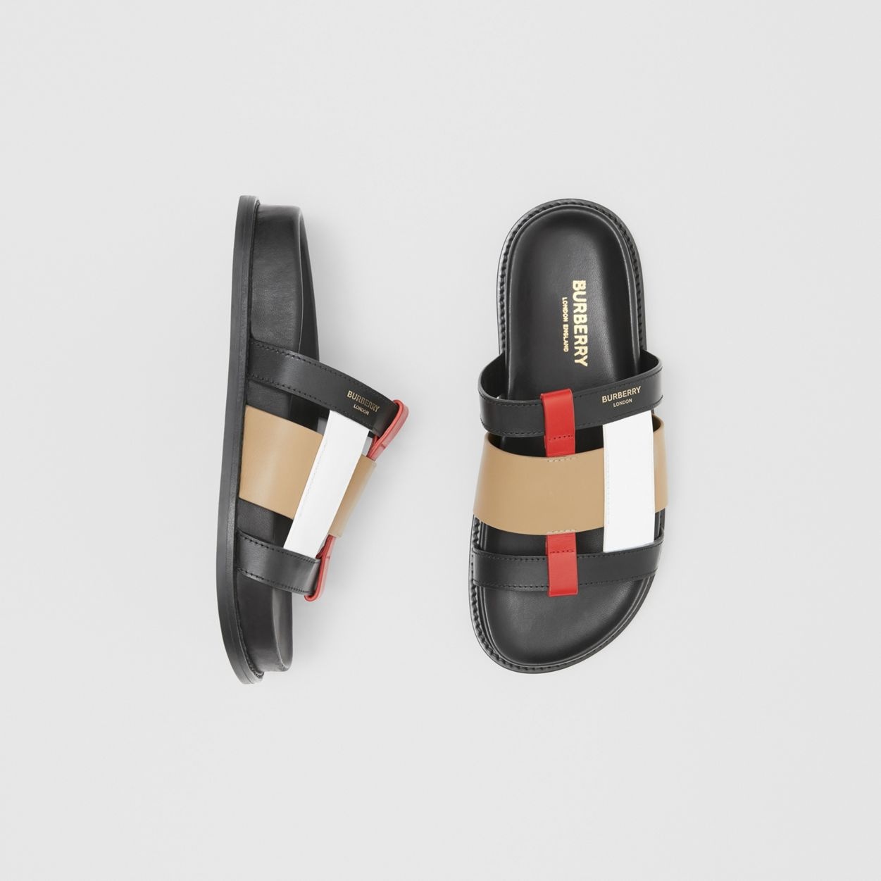 Colour Block Leather Slides - 2