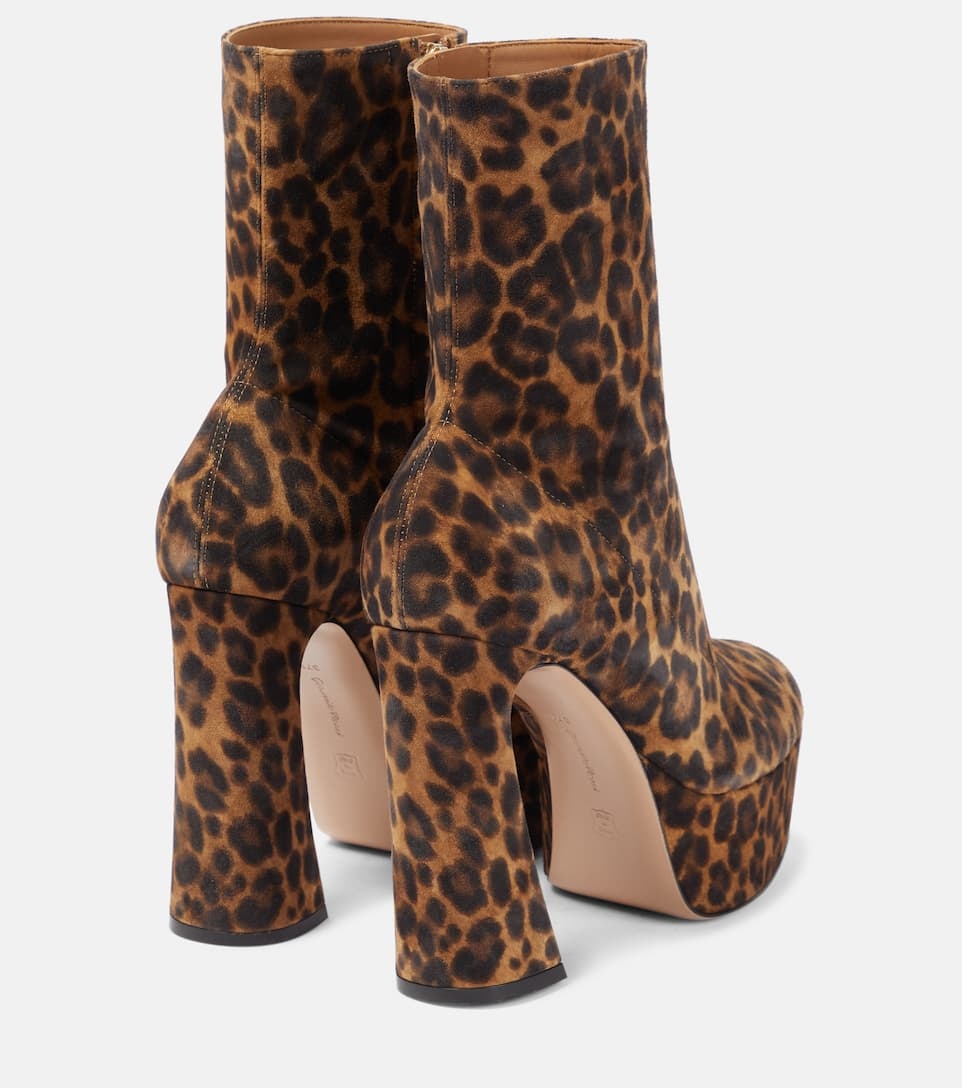 Leopard-print suede platform ankle boots - 3
