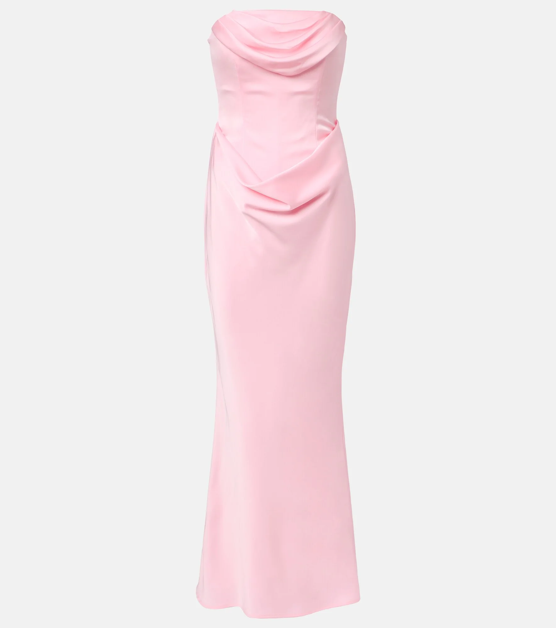 Corsage draped satin gown - 1