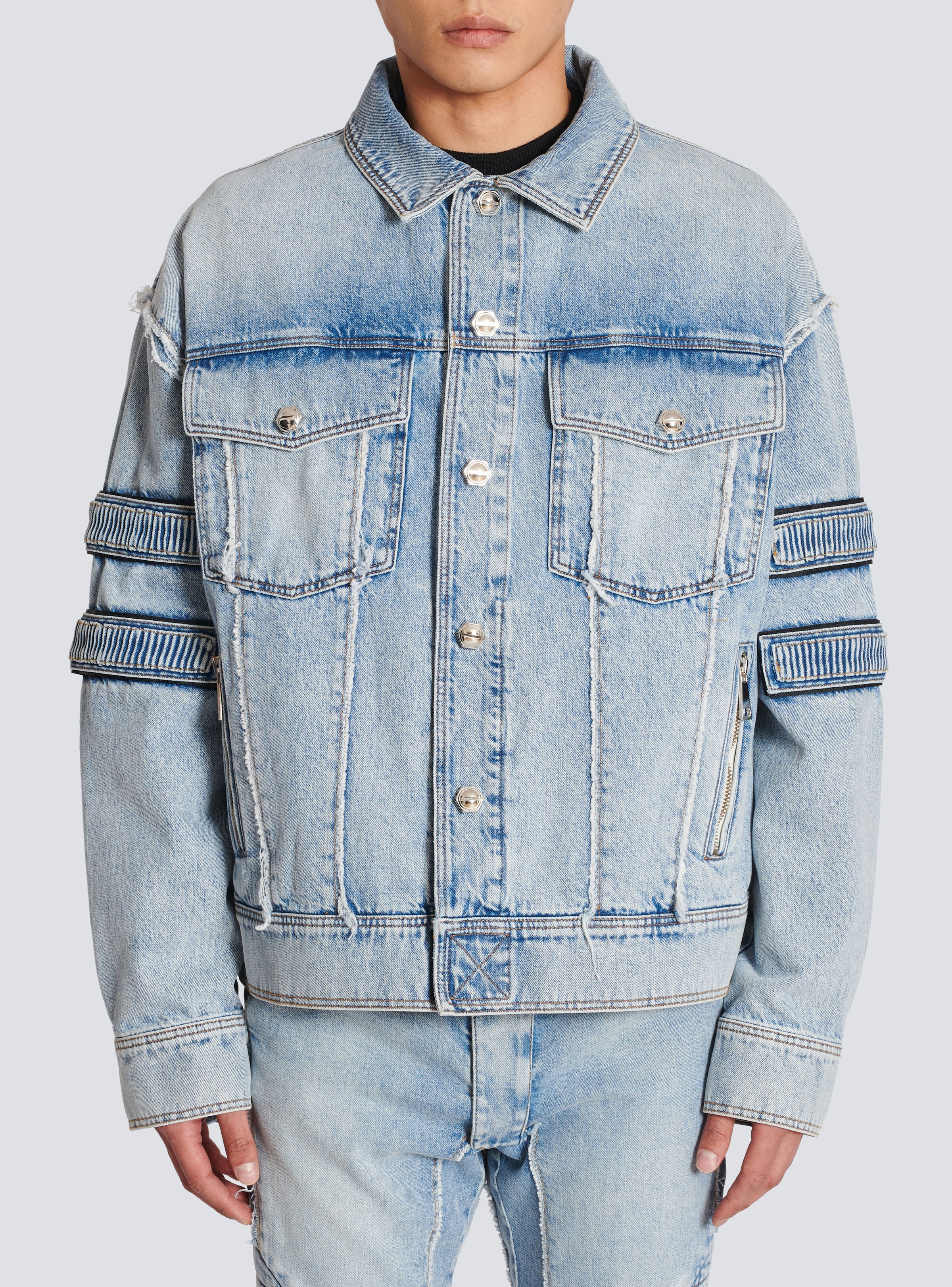 Denim jacket with velcro stripes - 6