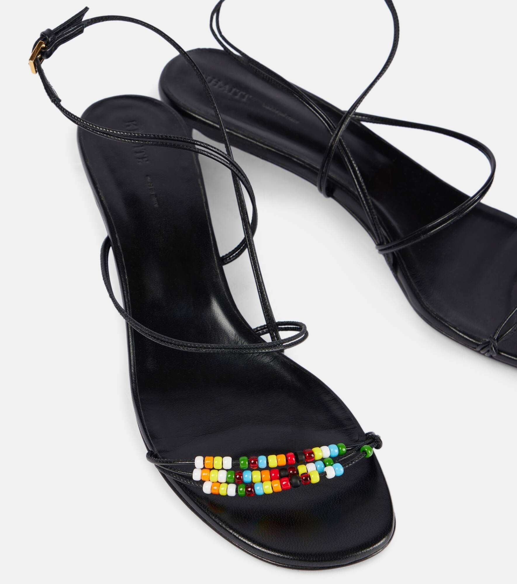 Loop beaded leather sandals - 5