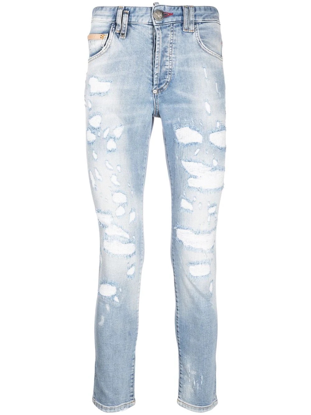 distressed skinny-cut jeans - 1