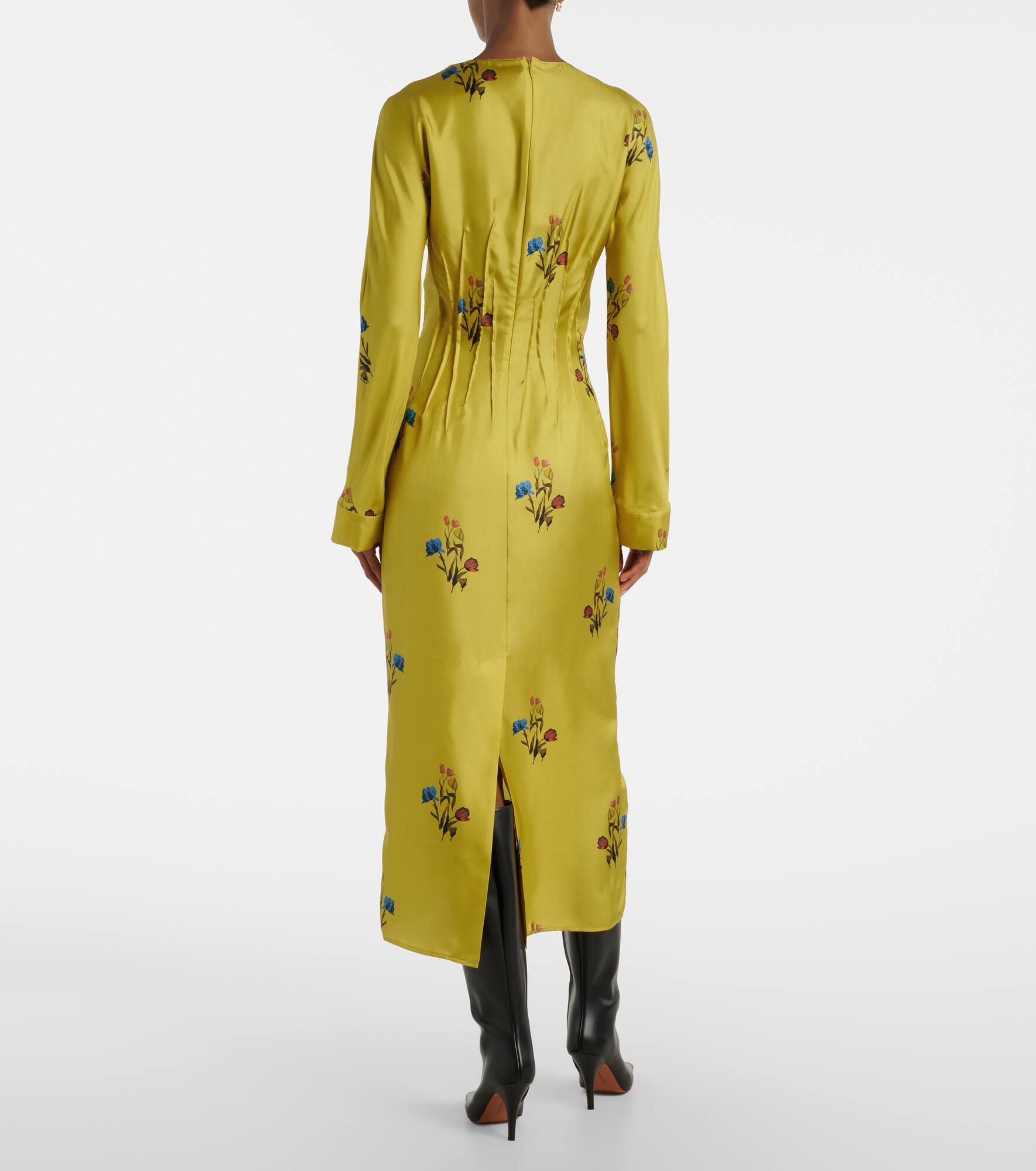 Floral silk midi dress - 3