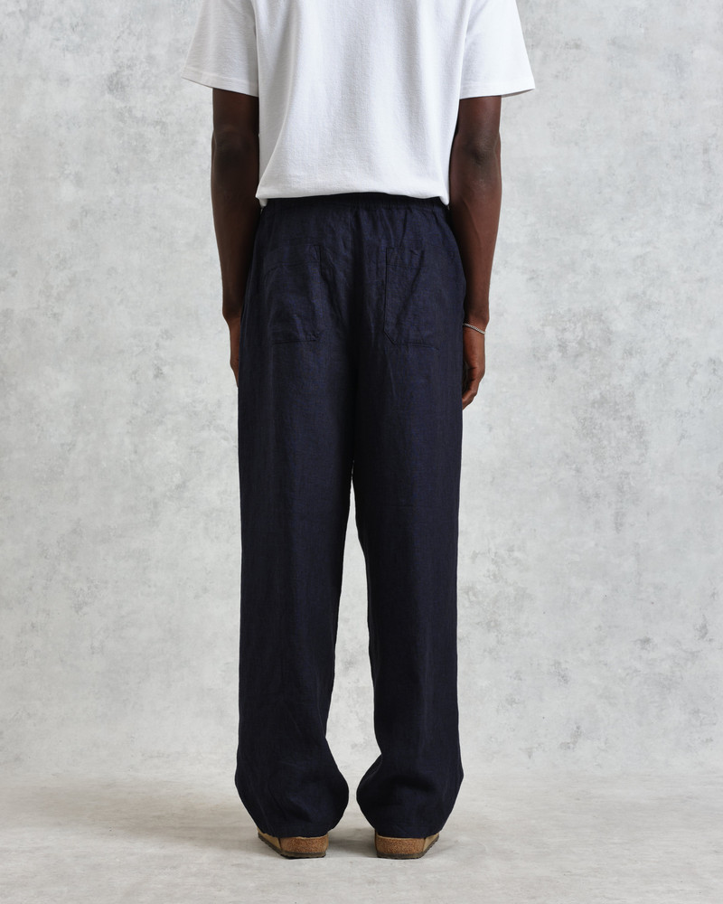 Glencoe - Navy Two-Tone Linen Trousers 6