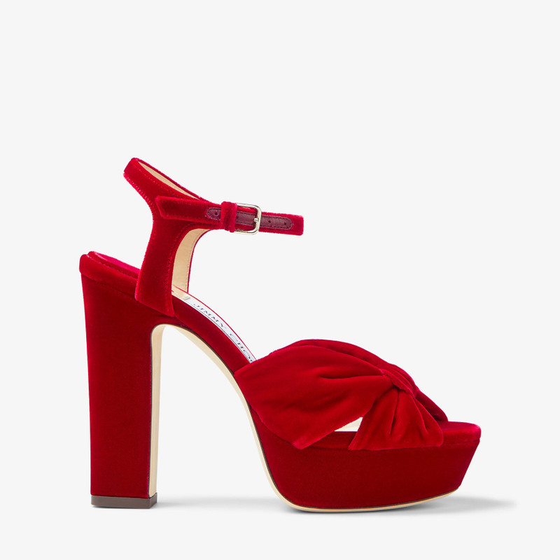 Heloise 120 Red Velvet Platform Sandals 1