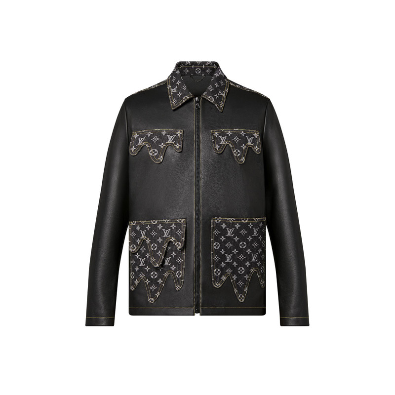 Crazy Mix Leather Denim Blouson - 1