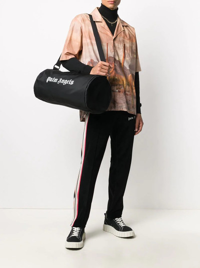 Palm Angels logo print barrel holdall outlook