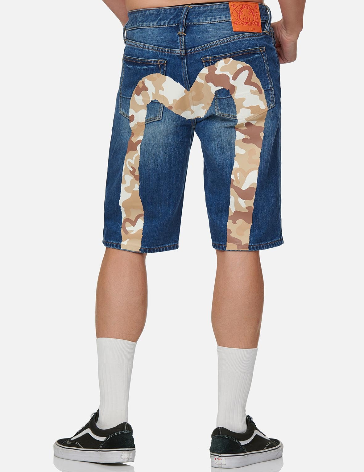 CAMOUFLAGE BRUSHSTROKE DAICOCK DENIM SHORTS - 8
