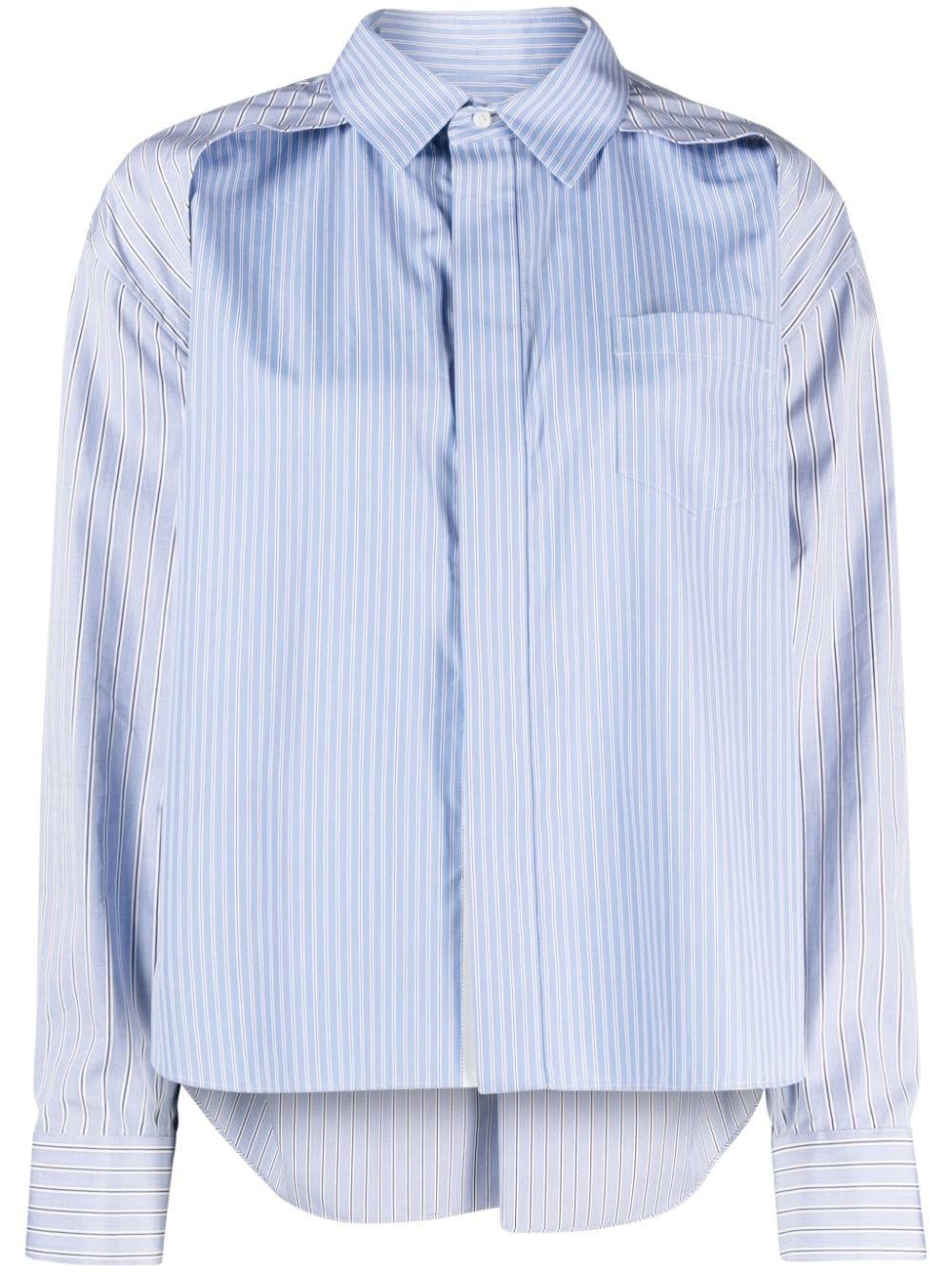 striped panelled cotton shirt - 1