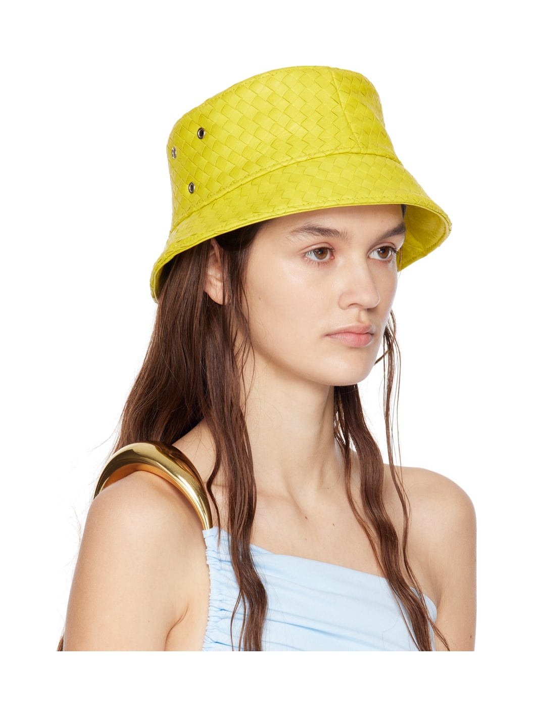 Yellow Intrecciato Bucket Hat - 2