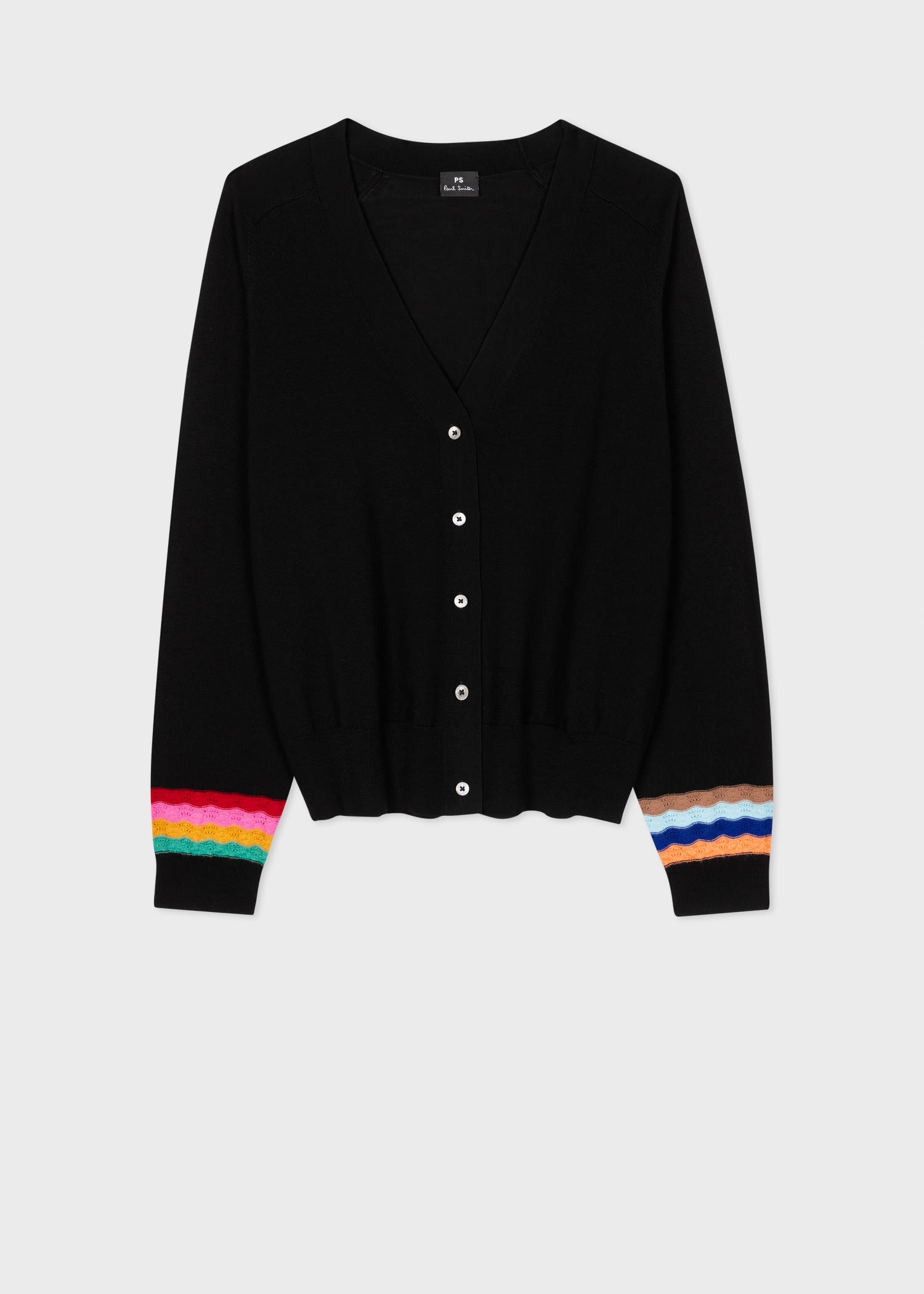 Black Wool 'Swirl' Cuff Cardigan - 1