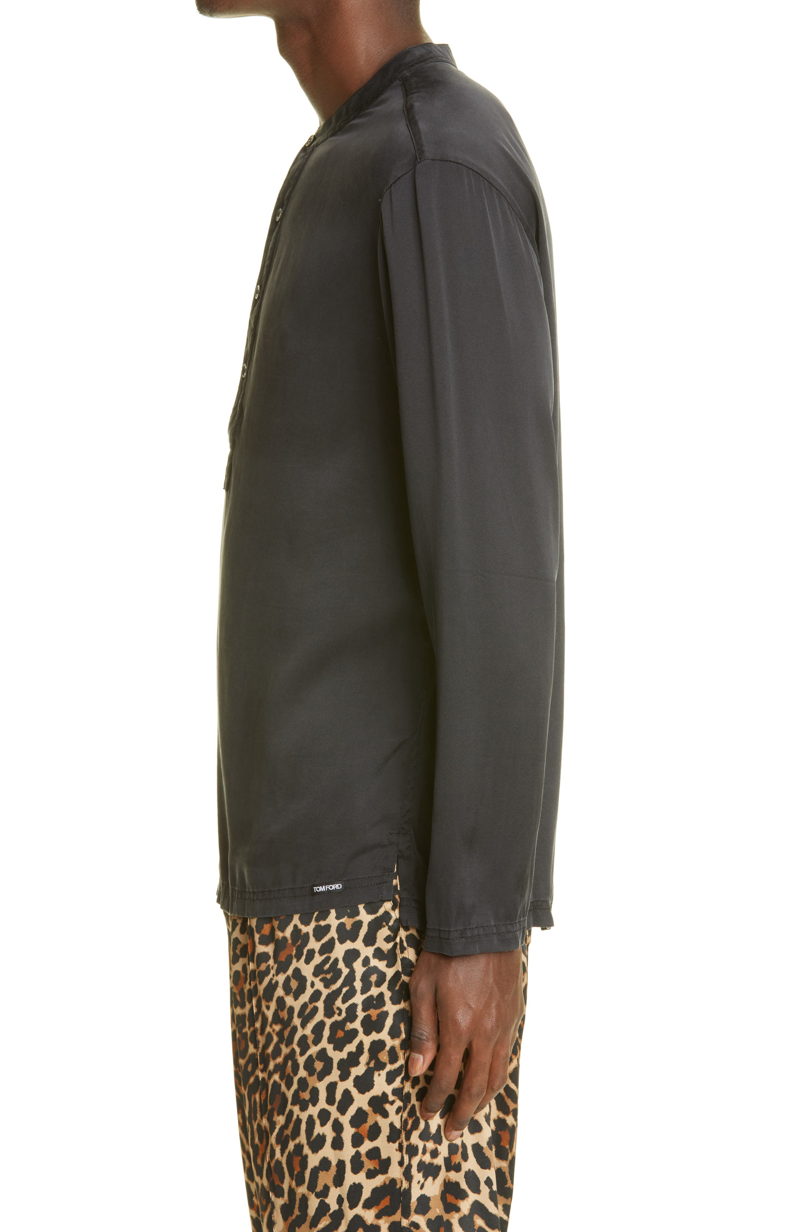 Henley Stretch Silk Pajama Shirt - 3