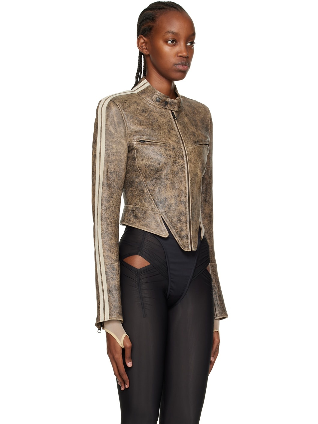 SSENSE Exclusive Brown Claw Leather Jacket - 2