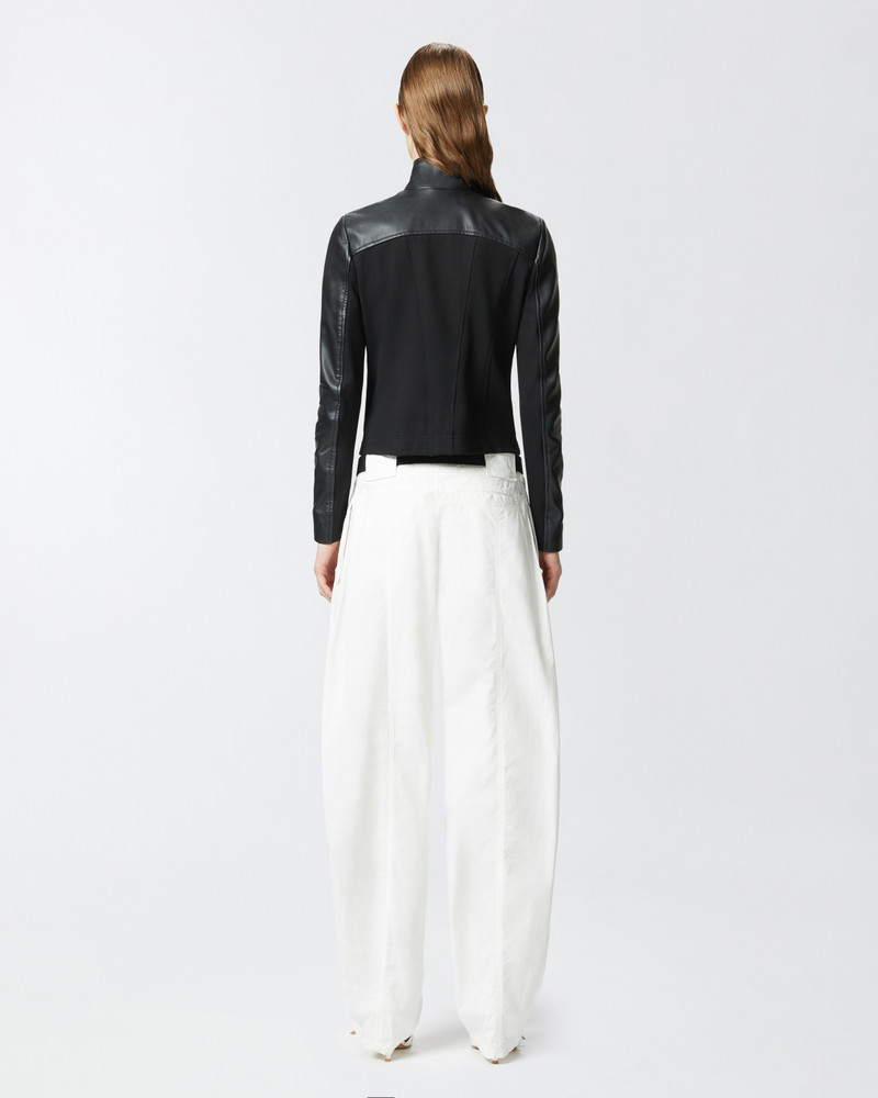 LEATHER BIKER JACKET WITH FABRIC BACK 4