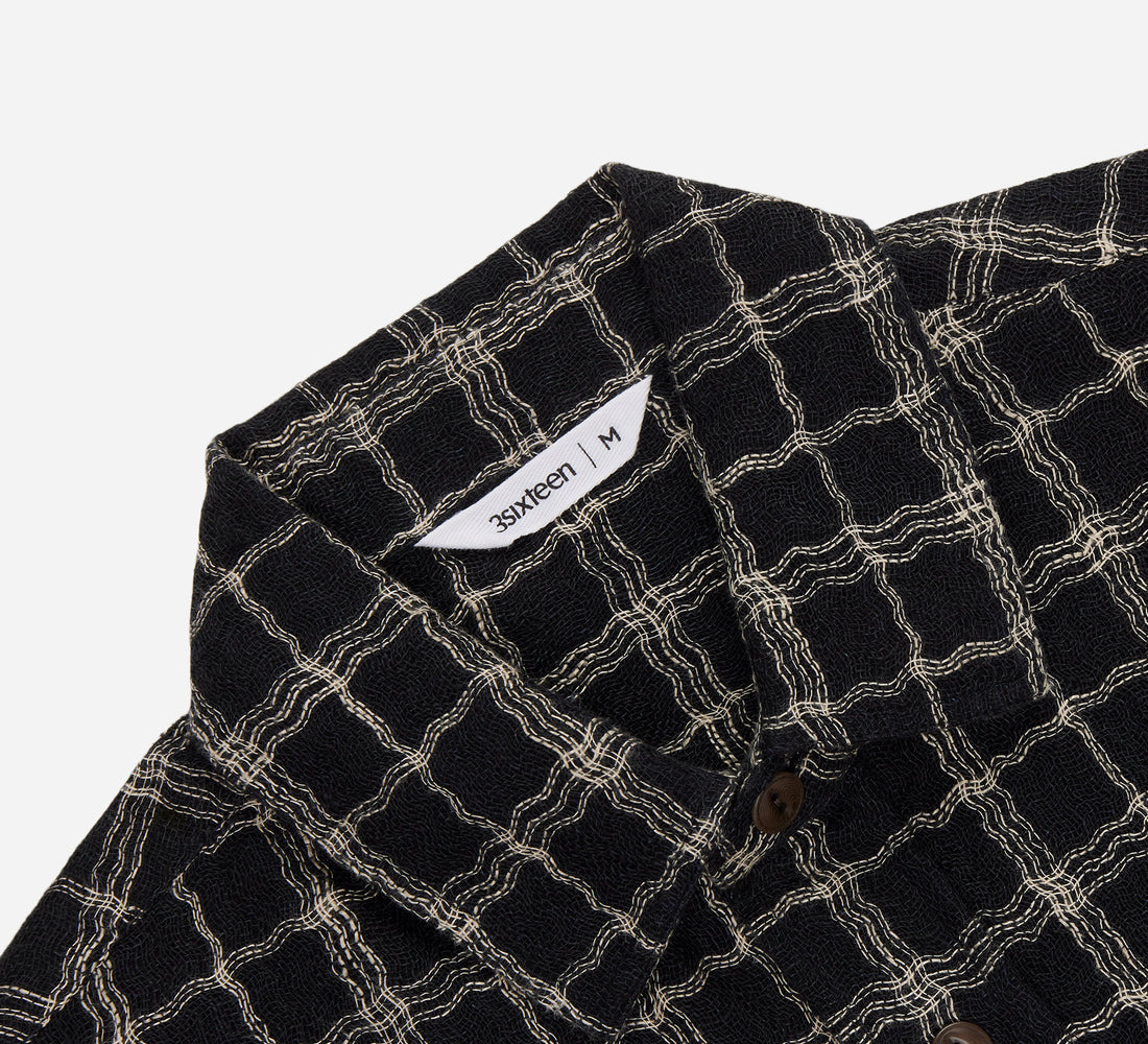 Utility Shirt - Black/Ecru Wavy Check - 3