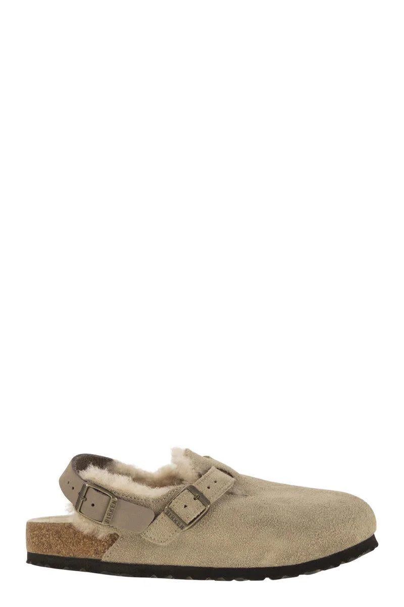 Birkenstock Tokio Shearling - Suede And Lambskin Slippers - 1