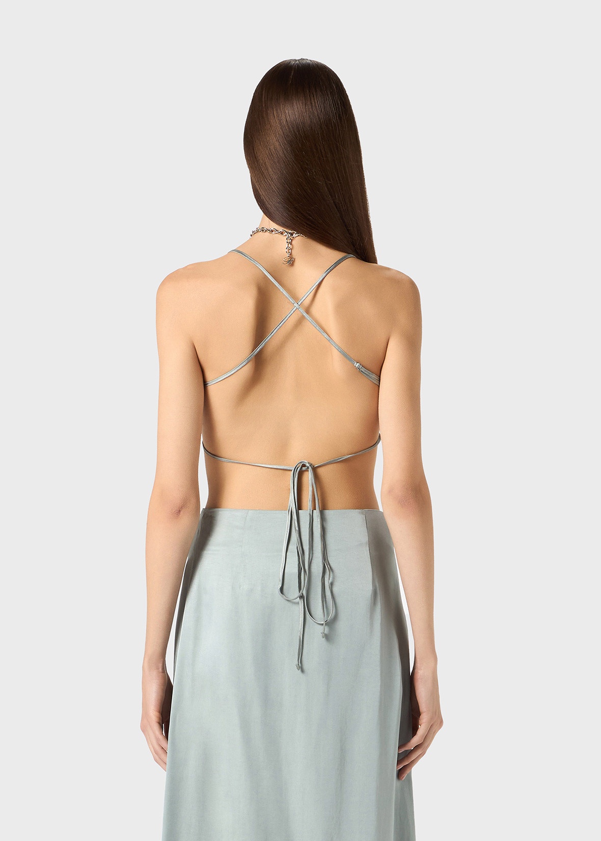 CRINKLED SATIN TOP WITH SMALL 3D ROSES - 4