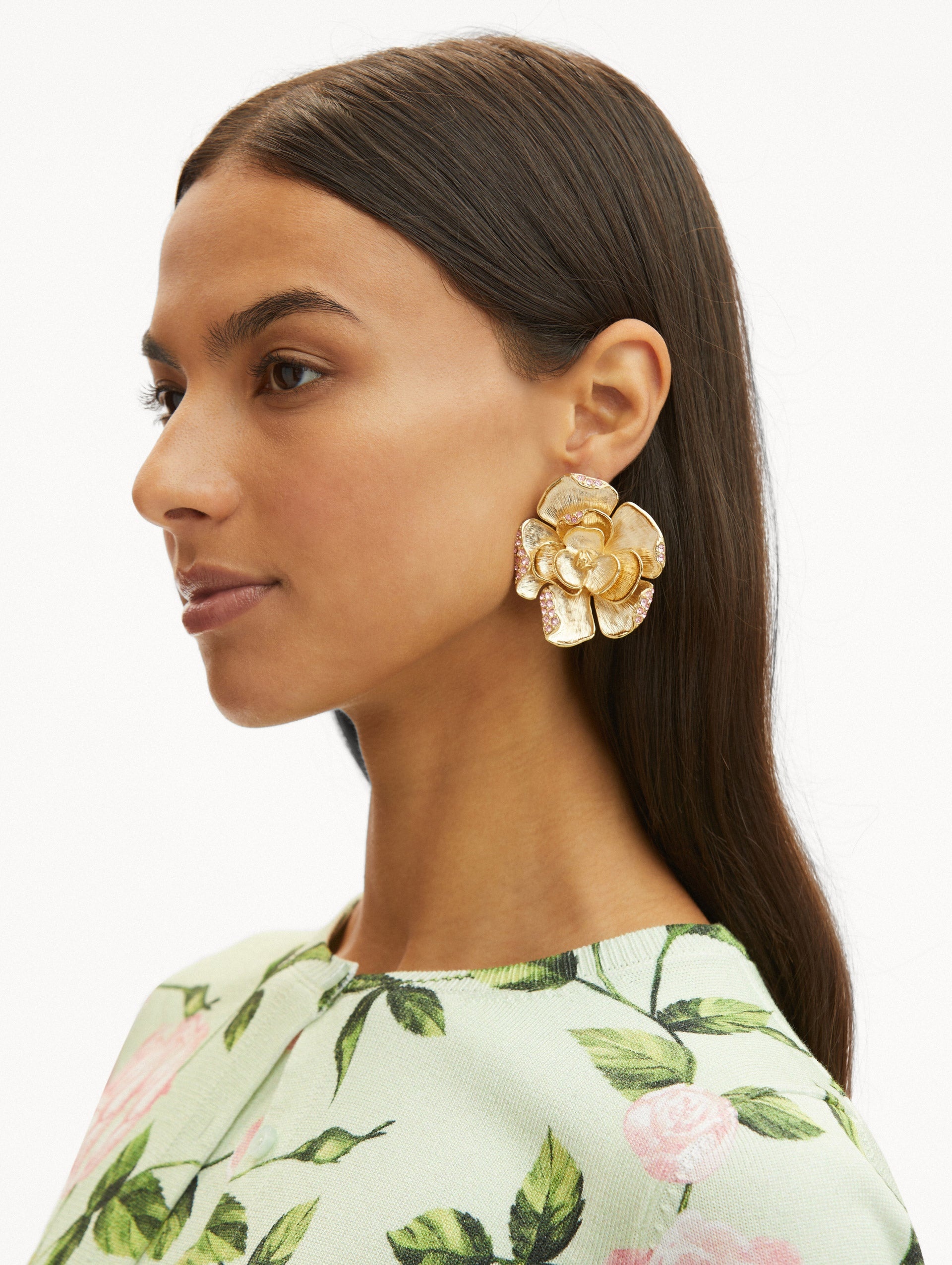 LARGE PAVÉ ROSE CLIP-ON EARRINGS - 2