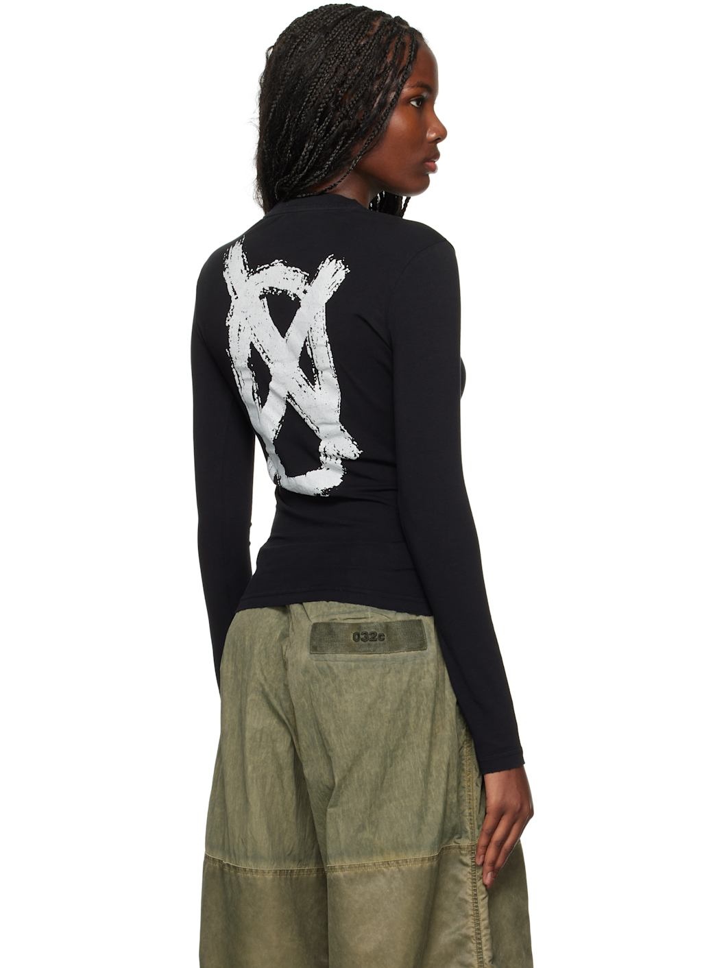 Black "SOS" Fitted Longsleeve T-shirt - 3