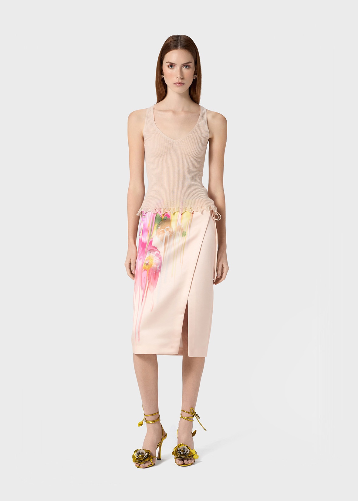 RIBBED TOP WITH LAMÉ SCALLOPED HEM - 2