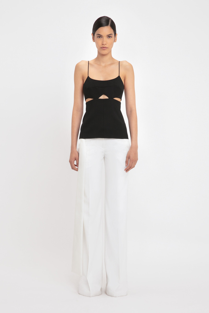 Victoria Beckham Cut-Out Cami Top In Black outlook