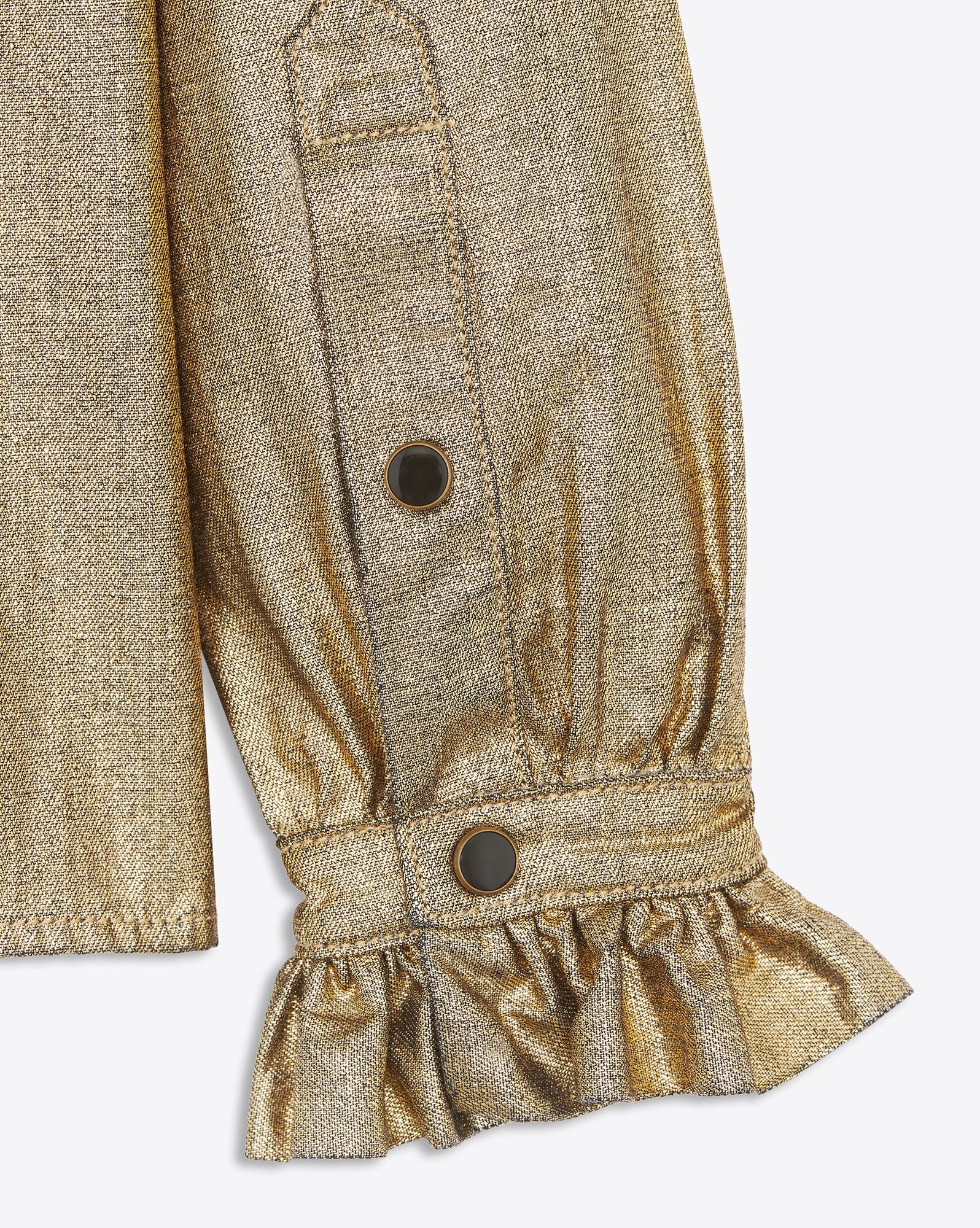 ruffled shirt in laminated gold rinse denim - 3