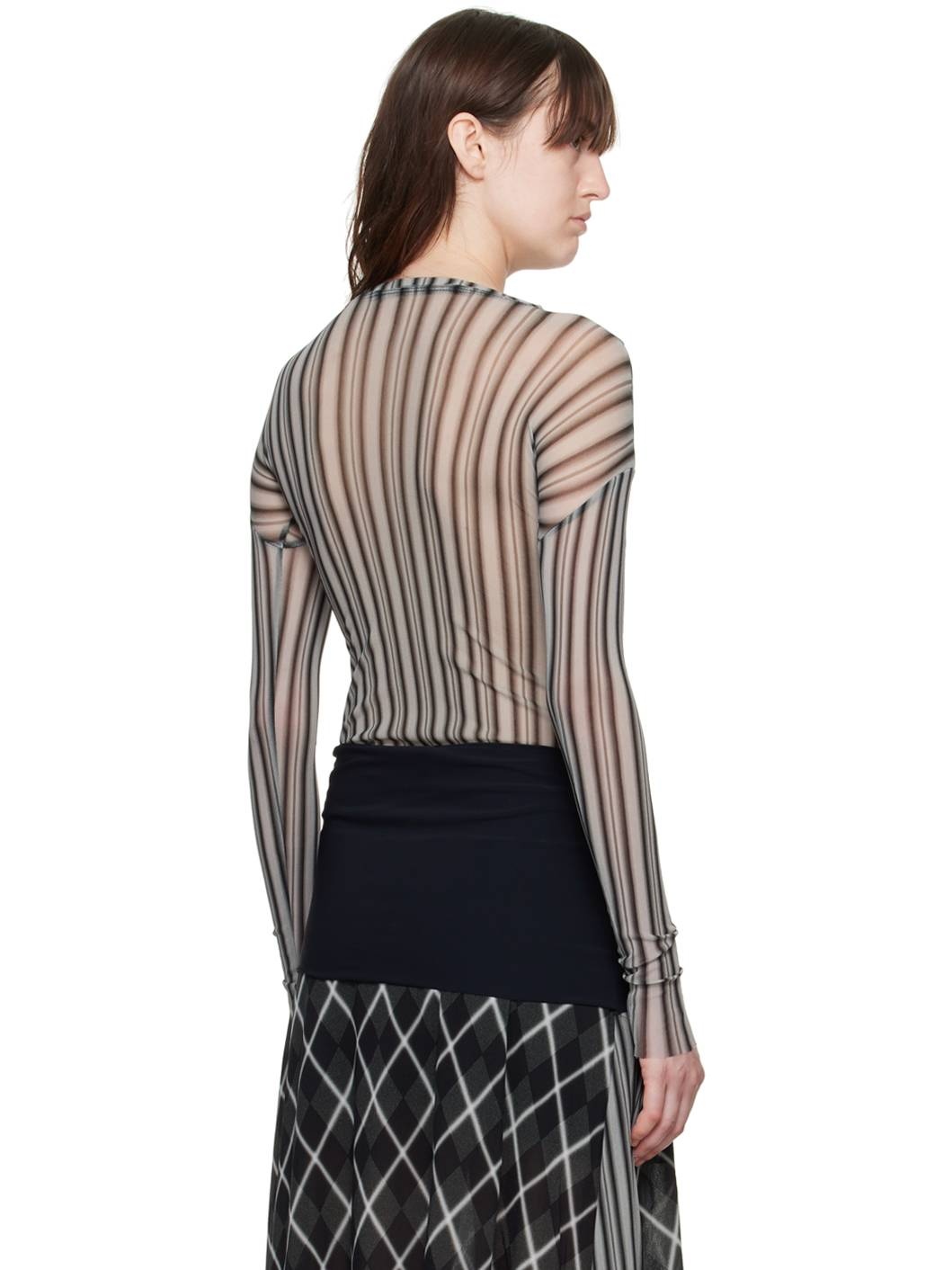 Black & Gray Twin Mesh Long Sleeve T-Shirt - 3