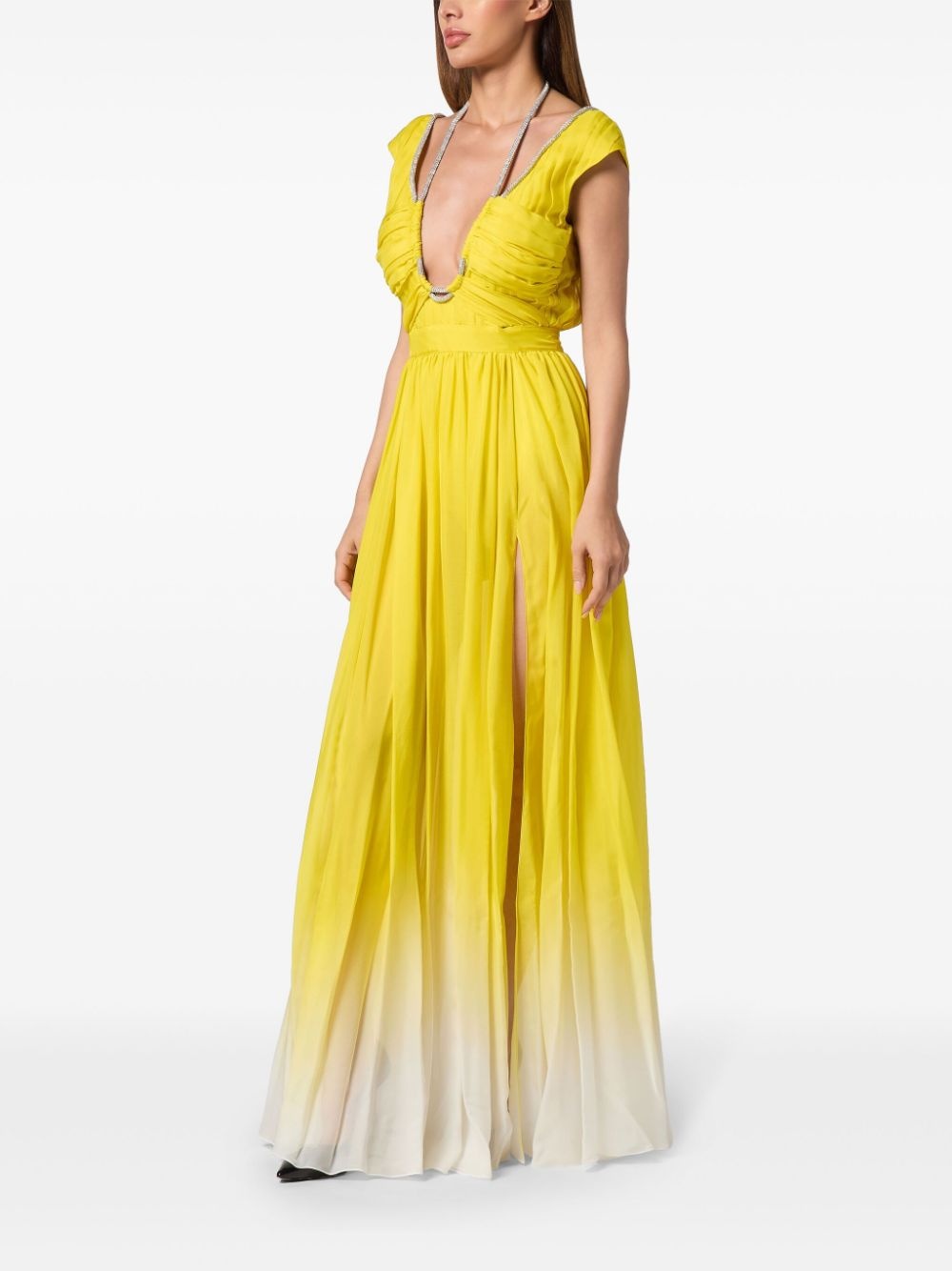 V-neck silk maxi dress - 2