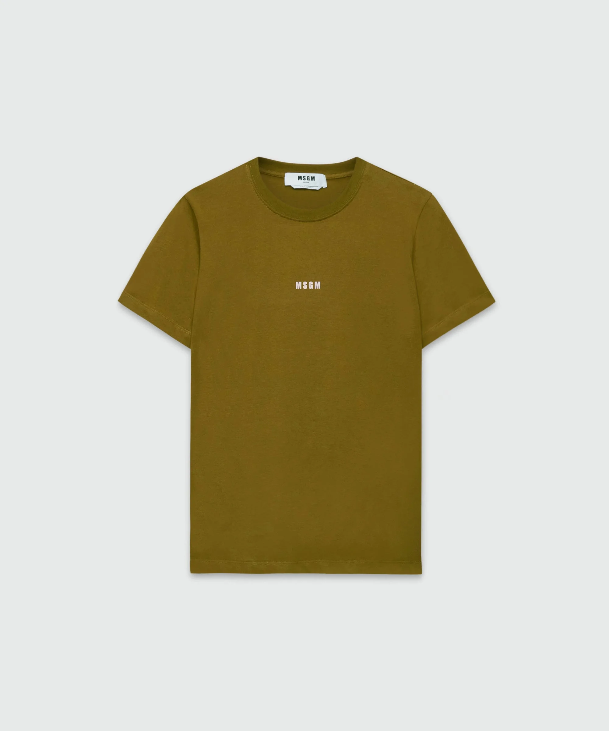 Olive green jersey T-shirt with MSGM micrologo - 1