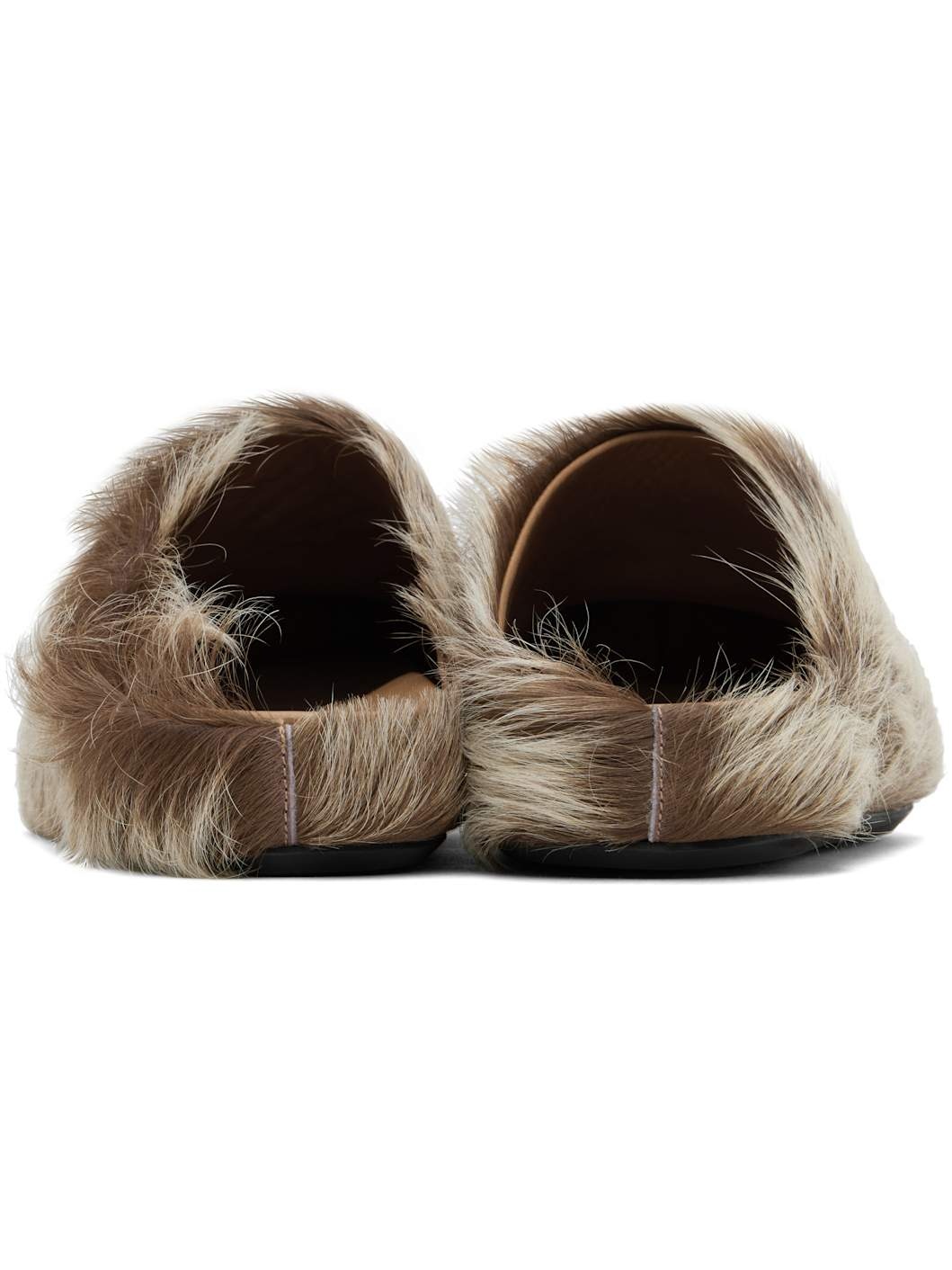 Beige Long Hair Calfskin Fussbett Sabot Loafers - 2