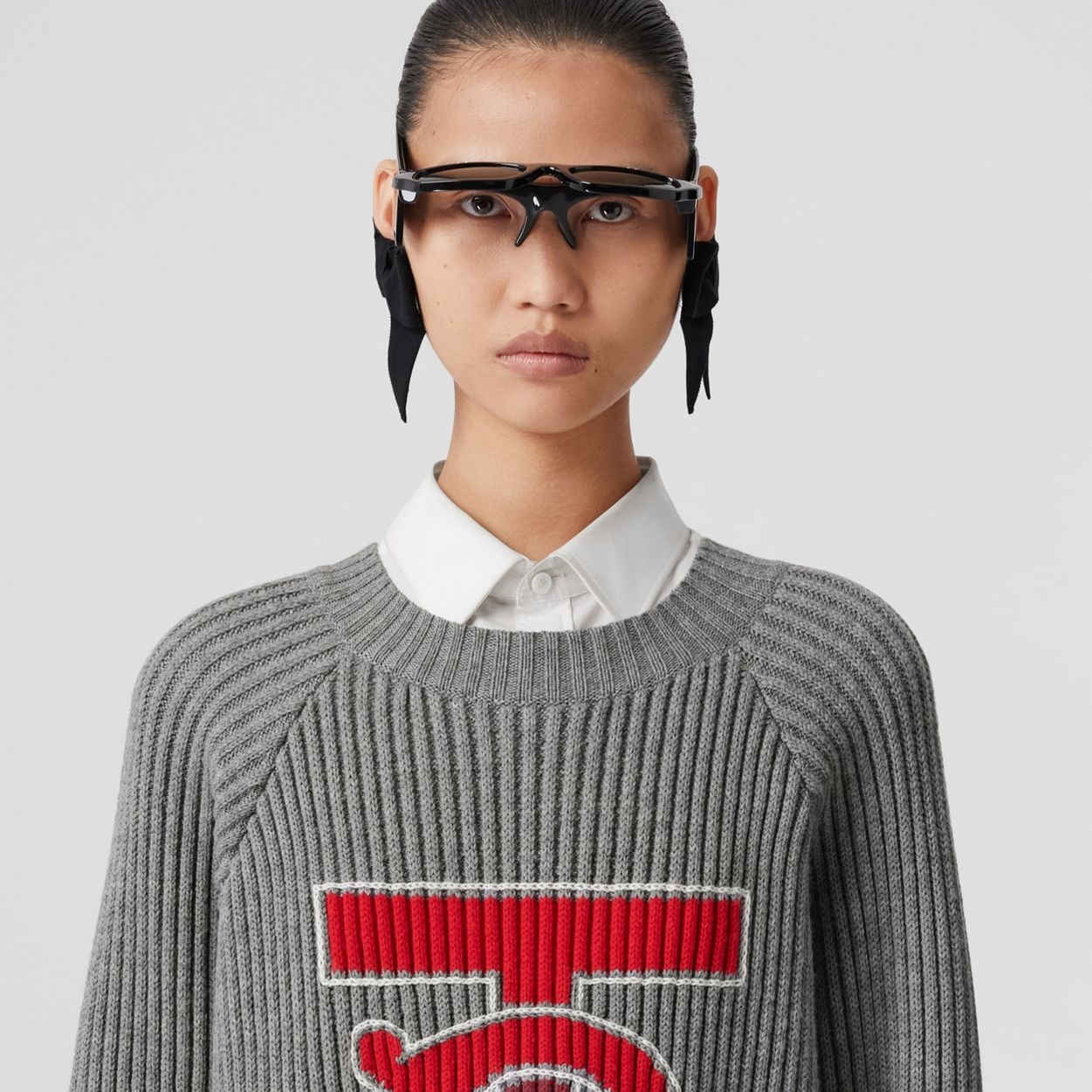 Monogram Motif Intarsia Wool Oversized Sweater - 3
